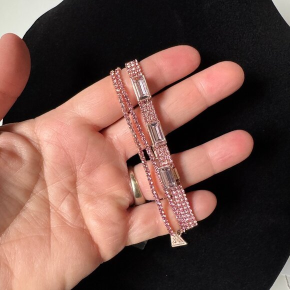 GUESS 3 pc. Pink Rhinestone Stretch Bracelet - stretchy pink bracelet - NEW - Picture 1 of 5